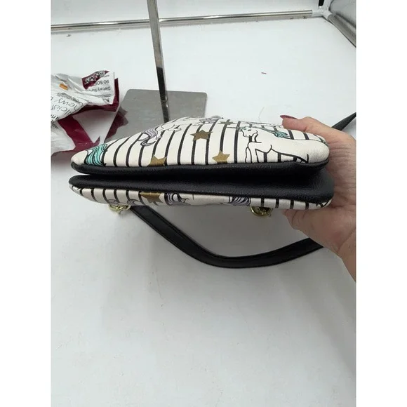 Luv Betsey by Betsey Johnson Unicorn Striped Crossbody Bag with Unicorn Charm - Picture 9 of 9